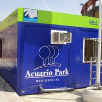Fabricación frente y rotulación Acuario Inmobiliaria Caseta Ventas integral, Dos Hermanas Sevilla
