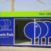Fabricación frente y rotulación Acuario Inmobiliaria Caseta Ventas integral, Dos Hermanas Sevilla