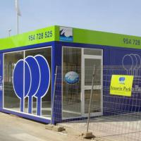 Fabricación frente y rotulación Acuario Inmobiliaria Caseta Ventas integral, Dos Hermanas Sevilla