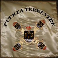 Guión Banderín bordado sobre tela de raso. Jefe de la Fuerza Terrestre Sevilla