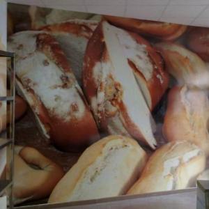 Rotulación fotomural Interior Panadería Sanlúcar la Mayor Sevilla, Mural en impresión digital