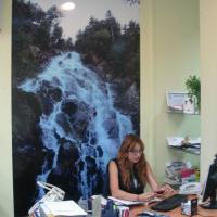 Rotulación fotomural en vinilo. Impresión Oficinas de Publicar Sevilla