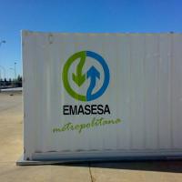 Rotulación en pintura de Contenedor container Marítimo Emasesa
