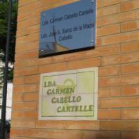 Rótulo cartel con rotulación Placa en acero inx + vinilo Sevilla