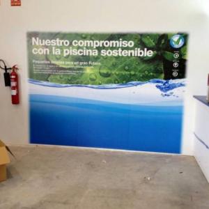 Rotulación de Mural Fluidra Sevilla, Montado para la empresa Rótulos DN Barcelona