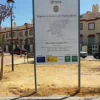 Valla publicitaria o cartelera, así como cartel de obra  panelable y rotulada con vinilo. Consurso para el Programa de Fomento Agrario del Ayuntamiento de Utrera Sevilla