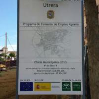 Valla publicitaria o cartelera, así como cartel de obra  panelable y rotulada con vinilo. Consurso para el Programa de Fomento Agrario del Ayuntamiento de Utrera Sevilla
