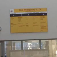 Rótulo cartel con rotulación Universidad de Sevilla, Edificio para el aprendizaje y la innovación Antonio de Ulloa