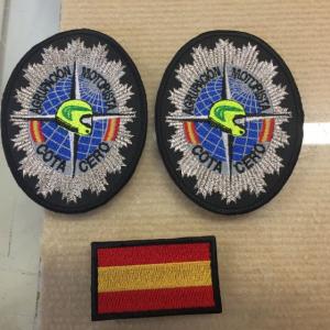 Distintivo Escudo bordado y bandera de España. Agrupación motorista Cota cero Sevilla