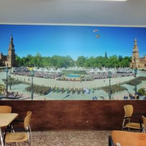 Fotomural en vinilo laminado y éste sobre pvc de 3 mm. Cuartel General de la Fuerza Terrestre en Sevilla