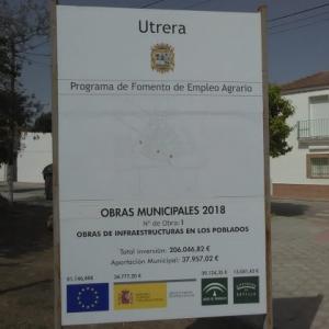 Rótulo Cartel de Señalización Callejero de Utera Sevilla.