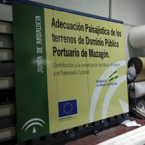 Valla cartelera de obra o publicitaria, para el Portuario de Mazagón Huelva