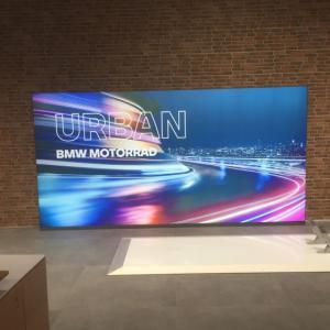 Rótulo caja luminosa con frontal en tela. BMW Boxer Motorrad Sevilla.