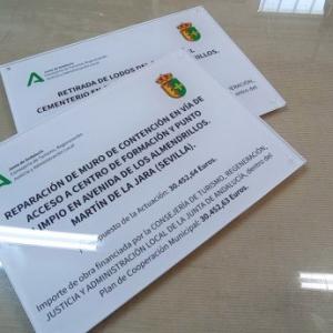 Rótulo cartel homologado por la Junta de Andalucía. Ayuntamiento Martín de la Jara Sevilla.
