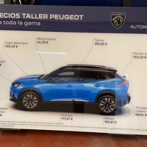 Rótulo placa de metacrilato con ilustración de Peugeot en Sevilla.