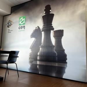 Fotomural en vinilo especial de pared. Trabajos para Cens Solutions en Dos Hermanas Sevilla.